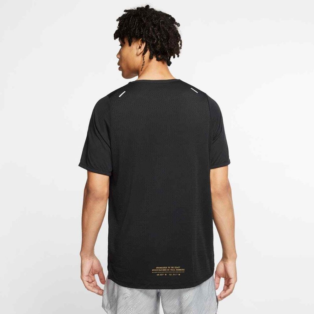 Nike Rise 365 Trail Running Mesh Knit Dri-FIT Short Sleeve Top Black DJ0600-010 - Picture 5 of 8